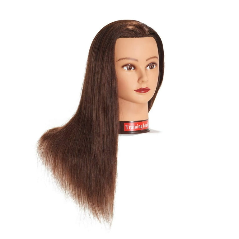 TIANYOUHAIR 22 Inch 100% Real Human Hair Mannequin Head Manikin Cosmetology  Doll Head with Stand for Braiding Styling Display Practice Training