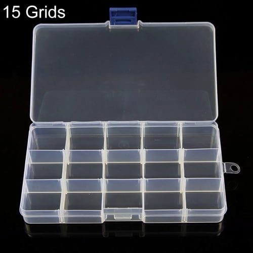 Tnqhuq Plastic Organizer Box Craft Bead Tackle 15 Grids, 2 Pack