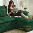 thumbnail image 3 of Jarenie Sherpa Sofa, Sectional Sofa, Sleeper Sofa, Sectional Sofa with footstool, Living Room Sectional Sofa，Sofas，Couch, Green, 3 of 8