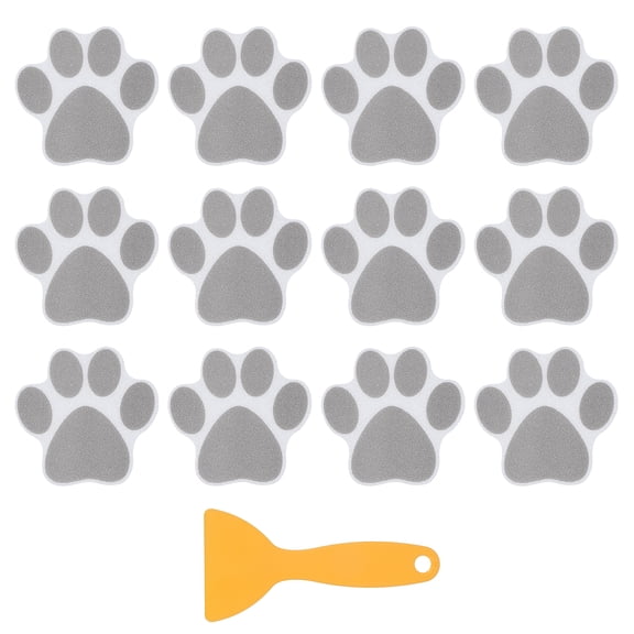 Uxcell 12 Pcs Non Slip Bathtub Stickers with Scraper Paw Footprint Anti Slip Gray