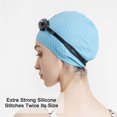 thumbnail image 5 of Gorro de baño de silicona, cómodo gorro de ducha para cabello rizado, corto y mediano, para hombre y mujer - Azul, 5 of 5