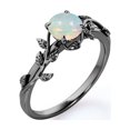 thumbnail image 3 of JeenMata Nature Inspired Design - 0.50 Carat Round Shape Opal - Prong Setting Engagement Ring - 18K Black Gold Plating Over Silver, 3 of 7