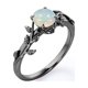 thumbnail image 3 of JeenMata Anillo de Compromiso con Engaste en Garra de Ópalo de Fuego de Forma Redonda de 0,50 Quilates, Diseño Inspirado en la Naturaleza Chapado en Oro Negro de 18 K sobre Plata, 3 of 6