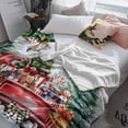 thumbnail image 3 of Merry Christmas Throw Flannel Blanket 50x60In Red Truck Gift Colored Ball Tree Snowflake Super Soft Cozy Bed Blanket, Lightweight Plush Fuzzy Bed Throw for Bedroom Sofa Couch Living Room, 3 of 4