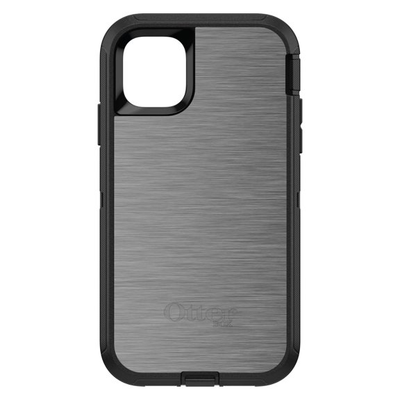DistinctInk OtterBox Defender Custom Case for Apple iPhone 15 (6.1" Screen) - Printed Image of Stainless Steel - Tempered Glass Back