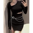 thumbnail image 2 of HLSOHJP Women Adjustable Star Metal Waist Chain Belly Belt Body Chains Jewelry Accessories for Dress Fashion Waist Body Chain Belt (Moon Silver Belt), 2 of 7