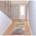 thumbnail image 4 of 8' Pink and Orange Abstract Power Loom Runner Rug, 4 of 5
