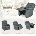 thumbnail image 5 of Costway Kids Youth Recliner Chair PU Leather w/Cup Holders & Side Pockets Gray, 5 of 10