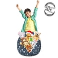 thumbnail image 3 of Scandinavian Storage Toy Bag Chair, Floral Composition Dotted Rhombuses Vintage Style Blooming Tulips, Stuffed Animal Organizer Washable Bag, Large Size, Blue Grey and Pale Blue, by Ambesonne, 3 of 3