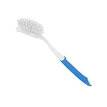 Btomtd Stiff Bristle Dishwashing Brush with Spatula Scrub Brush for Pots Pans Sink Cleaning Brush for Kitchen, Blue