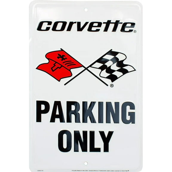 Hangtime Corvette Parking Only - White 8x12