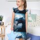 thumbnail image 4 of Balery Blue Thunder Storm Dragon Camisón de princesa para niñas, pijama de algodón con mangas abullonadas, suave y bonito.-XX-Large, 4 of 6