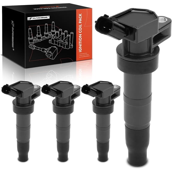 A-Premium Ignition Coils Pack Replacement for Hyundai Santa Fe Sonata Tucson Equus Genesis Kia Optima Borrego Forte Sorento Sportage 2.0L 2.4L 4.6L 5.0L 4-PC Set