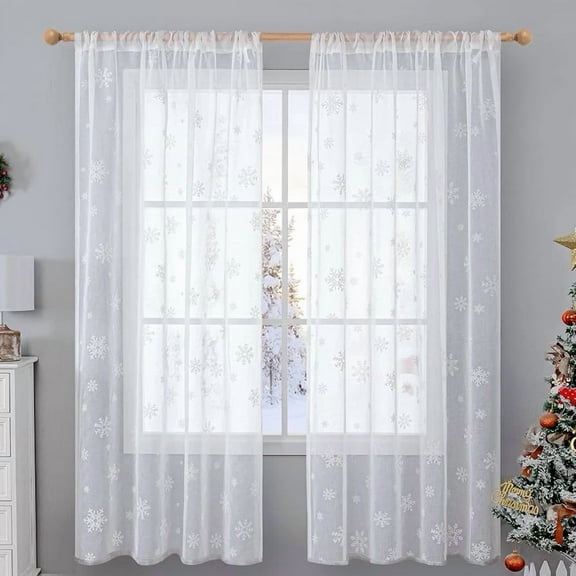 Bgment White Sheer Curtains 52X96 Inch Length 2 Panels Sets