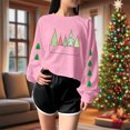 thumbnail image 4 of Pink Christmas Crop Sweatshirt for Women Christmas Tree Graphic Long Sleeve Shirts Xmas Holiday Pullover Tops, 4 of 6