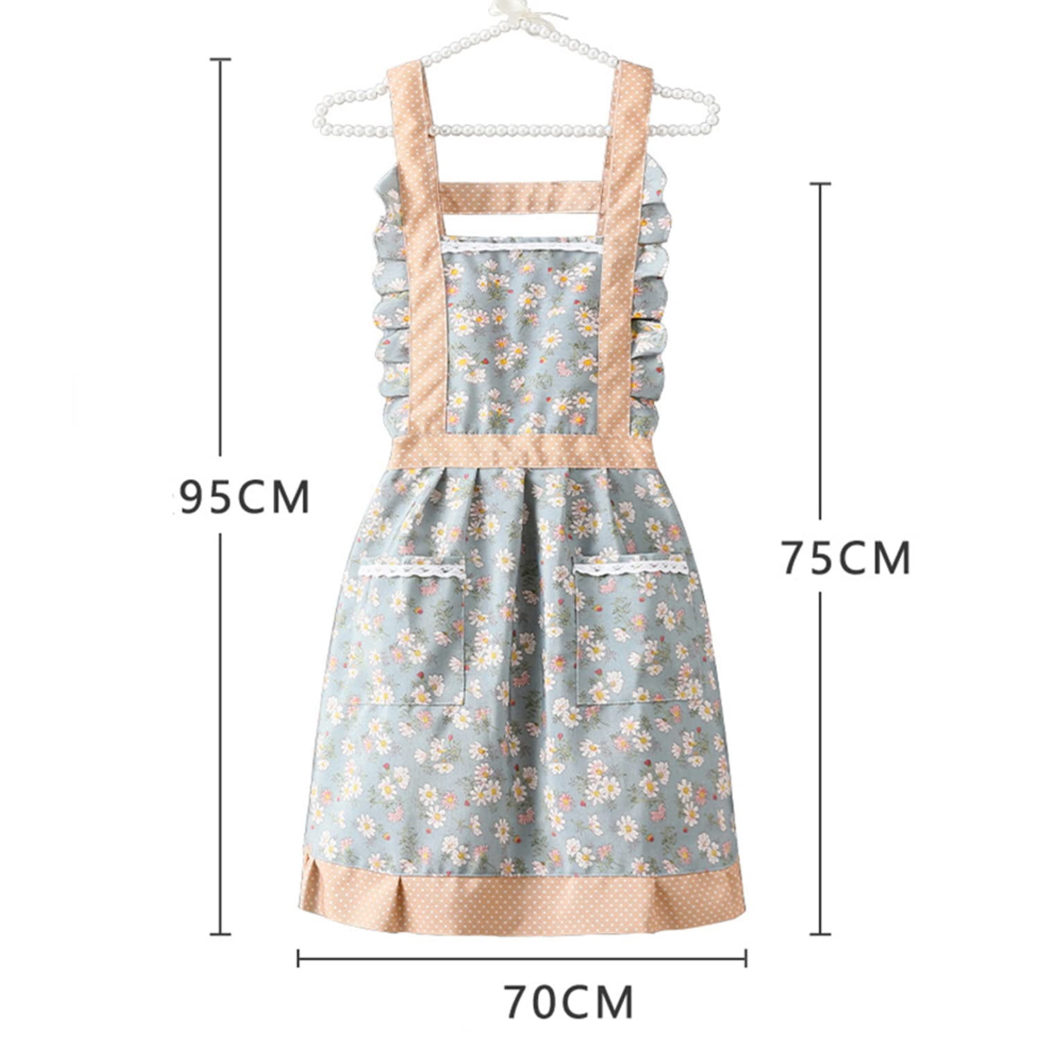 Holzlrgus Floral Cotton 2-Pocket Vintage Gardening Cooking Apron with Pocket