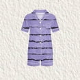 thumbnail image 1 of ¡Liquidación! Pijama informal de manga corta con cuello vuelto para niños de Honeeladyy, color liso, a la moda, para uso diario (morado, 6-7 años), 1 of 5