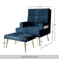thumbnail image 6 of Castle Place Luxury Upholstered Velvet Accent Chair with Ottoman, Light Grey, 6 of 6