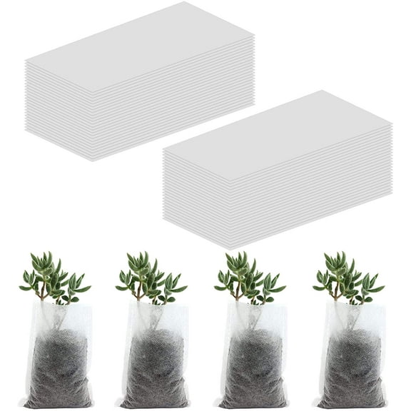 Limei 100Pcs Plant Nursery Bags - 1.7"x3.1"Biodegradable Non-Woven Nursery Bags, Fabric Plant Seeding Bags Grow Seedling Pouch for Home Garden Supply