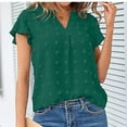 thumbnail image 3 of ZOELNIC Women's Summer V Neck Ruffle Short Sleeve Blouse Business Office Casual Top Shirts,L, 3 of 5