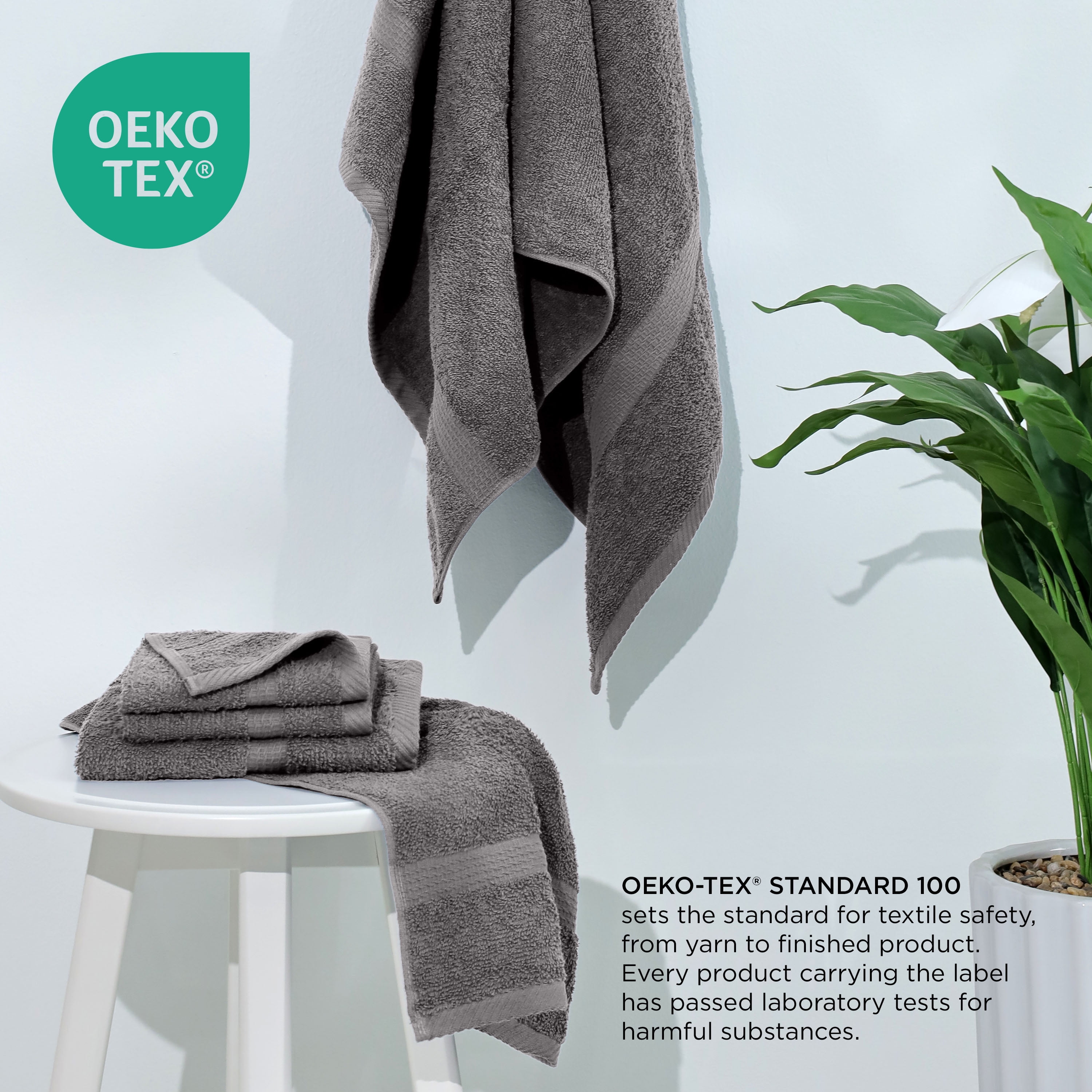 Utica 6-Piece Towel Set | 100% Cotton Soft & Absorbent Everyday Towels | Grey