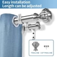 thumbnail image 2 of Urbanest Adjustable Double Curtain Rod Set Door Knob Flat Button Finials – 1″ Front & 3/4 Back Rod With Brushed Steel Rod, 48–84 Inches, 2 of 6