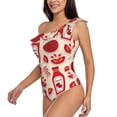 thumbnail image 3 of Yiaed Tomatoes Print Women One Piece Swimsuits Tummy Control One Shoulder Bathing Suits Pattern Ruffle Swimwear-Large, 3 of 8