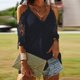 thumbnail image 2 of Blusa de tirantes de retazos de encaje con cuello en V para mujer Pompotops  lopia998352, 2 of 7