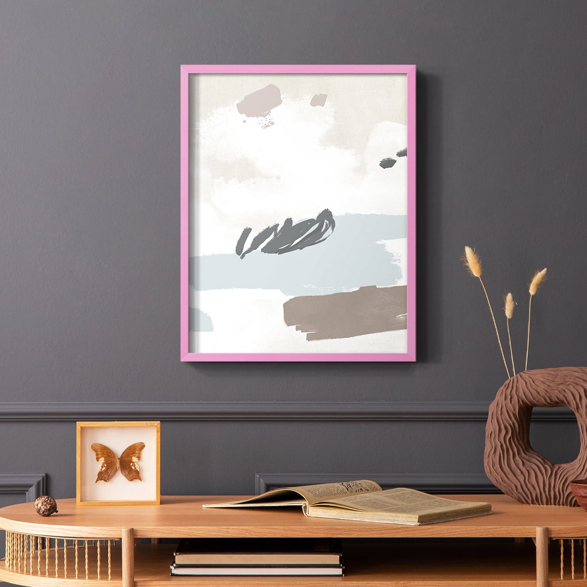 Neutral Wash II Framed Print in Pink Solid Wood Framed Print No Nail Hanging