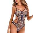 thumbnail image 1 of Gibobby Sujetador De Encaje Para Mujer Conjunto de Lencería de Malla, Elegante Conjunto de Lencería con Bordado de Bloques de Color Ajustable para Mujer para Luna(Azul, G), 1 of 5