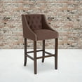 thumbnail image 2 of Flash Furniture 2 Pk. Carmel Series 30" High Transitional Tufted Walnut Barstool with Accent Nail Trim in Brown Fabric, 2 of 8