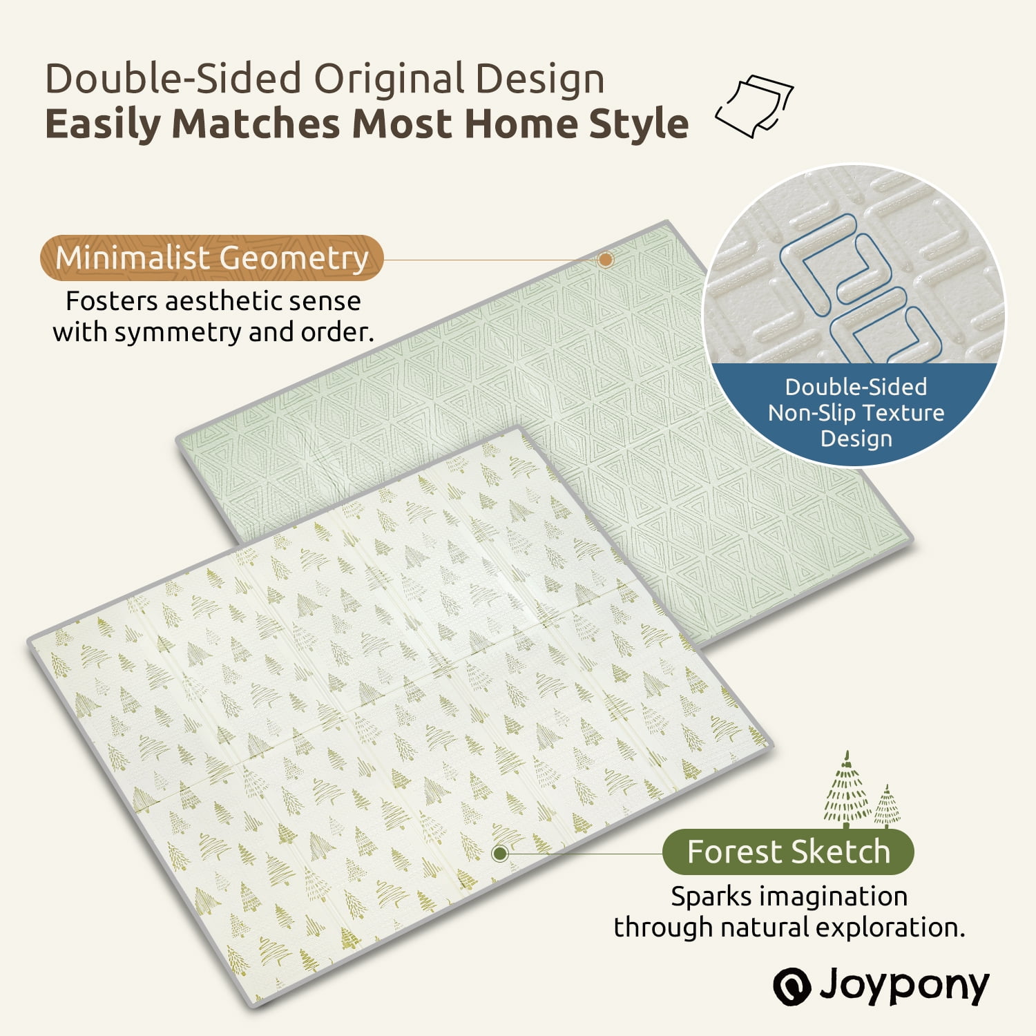 Joypony Baby Play Mat 71" x 79" x 0.4" – Lightweight Foldable Mat for Infants and Toddlers