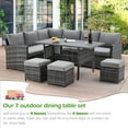 thumbnail image 5 of AECOJOY 7 Piece Patio Conversation Set, Outdoor Sectional Sofa Rattan Wicker Dining Furniture, Beige, 5 of 8