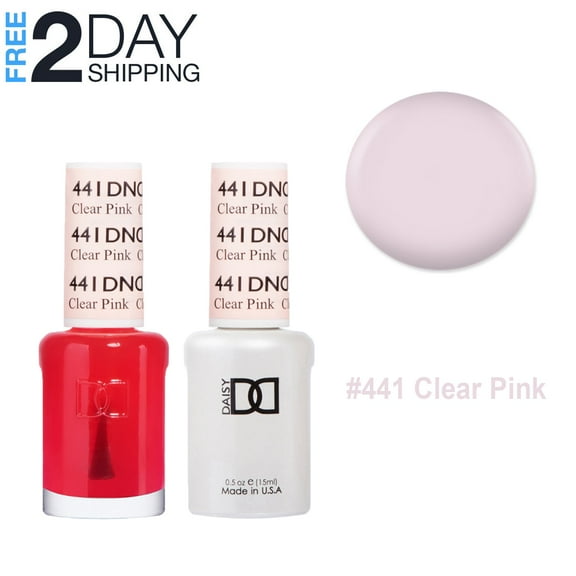 DND Gel Nail Polish & Nail Lacquer Set Soak Off Duo Set - #441 Clear Pink, 0.5 oz