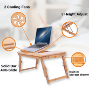Zimtown Lap Desk 21 x 13, Nature Bamboo Folding Laptop Desk, Bed Tray Table for Computer, Adjustable Computer Notebook Desk Laptop Stand, Natural