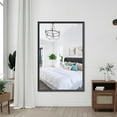 thumbnail image 4 of Cterwk 60"x40" Rectangle Decorative Vanity Mirror Aluminum Frame Wall Mirror for Bathroom, Living Room, Bedroom, Black, 4 of 10