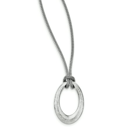 - Sterling Silver Rhodium-plated Brushed Oval Mesh Knotted Necklace