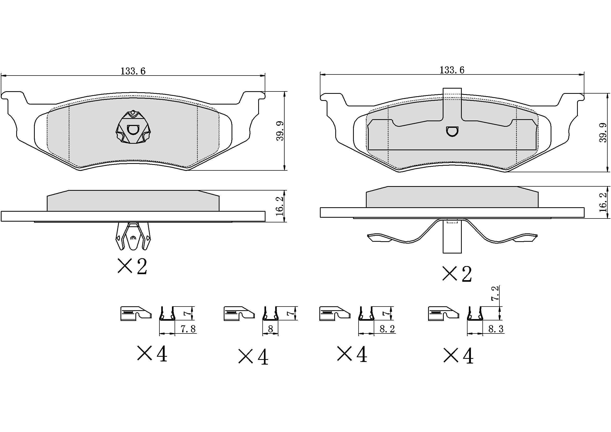 Winstop Brake Pad Set, Rear WS.0782.0.M, Chrysler PT Cruiser 2009-2003