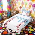 thumbnail image 3 of Erosebridal Blue Drippy Baseball Print Twin Sheet Sets, Sports Monogram Bedding for Kids Boys and Girls, 1 Flat Sheet, 1 Fitted Sheet and 1 Pillowcase, 3 of 6