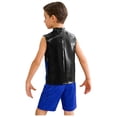 thumbnail image 2 of Hansber Boys Hip Hop Street Jazz Dance Outfit Kids Color Block Sleeveless Tank Top with Sequin Shorts Set Blue 8, 2 of 5