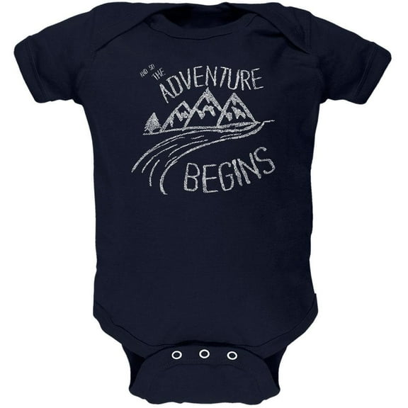 Camping So The Adventure Begins Soft Baby One Piece Navy 0-3 M