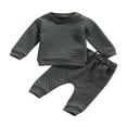 thumbnail image 1 of PENGXIANG Kids Tracksuit Solid Color Thick Long Sleeve Pullover + Casual Pants Set, 1 of 6