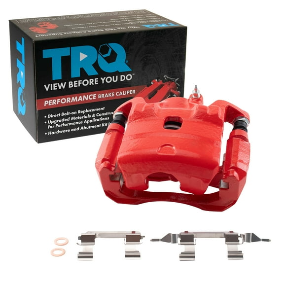 TRQ Front Left Brake Caliper w/Bracket Performance Red Drivers Side Compatible with 2007-2009 Nissan Altima 2007-2010 Sentra