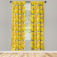 thumbnail image 3 of Ambesonne Floral Curtains, Abstract Blue Foliage, Pair of 28"x63", Blue Orange and Yellow, 3 of 5