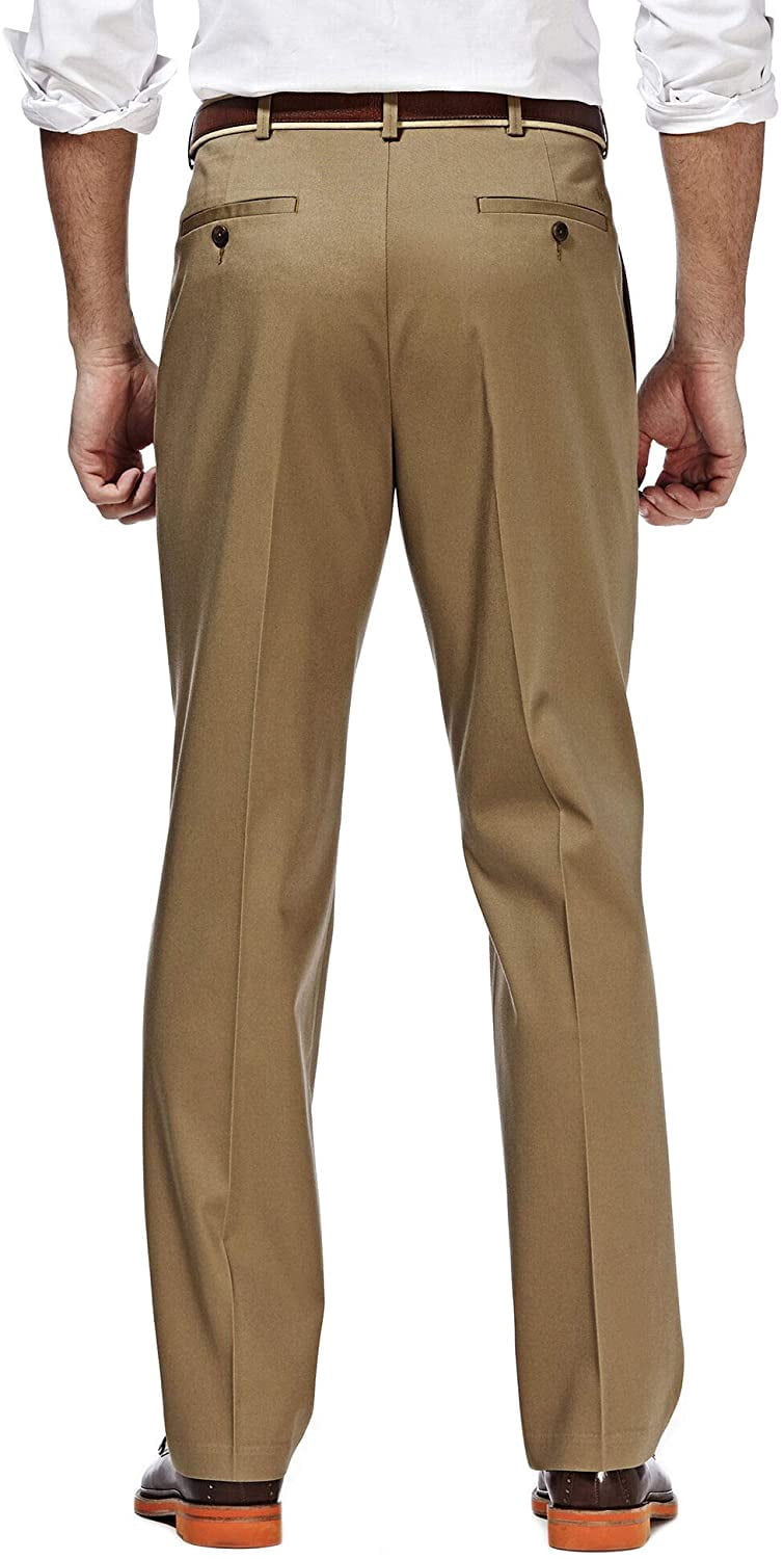 Haggar Men's Premium No Iron Khaki Pleat Front Pant Classic Fit, Sizes 32x30-44x32