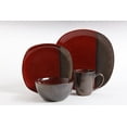 thumbnail image 2 of Gibsob Volterra 16 Piece Round Stoneware Dinnerware Set in Red and Brown, 2 of 2