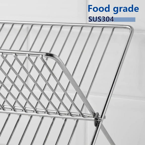 Stainless Steel Dish Drying Rack,Collapsible Dish Racks 2 Tier Foldable Dish Drainers for Large Capacity Wire Expandable