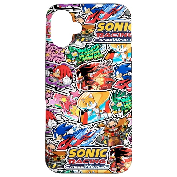 Calcomanías CrossWorlds de Sonic Racing para iPhone 16 Plus