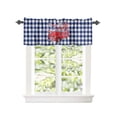 thumbnail image 2 of Kitchen Cafe Valance Curtain for Small Windows,Happy 4th of July Star and Stripe Flag Rod Pocket Short Valances Farm Red Truck on Blue Checker Window Treatment Panel for Living Room/Bedroom,42x12in, 2 of 8