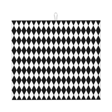 

Honeii Black And White Diamonds for Dish Drying Mat for Kitchen Counter Non-slip Rubber Backed Hide Stain Kitchen Super Absorbent Draining Mat Dish Rack Pad